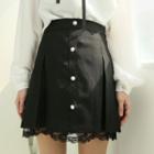 Lace-layered Buttoned Miniskirt