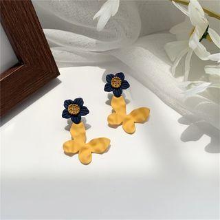 Alloy Flower & Butterfly Dangle Earring 1 Pair - Ear Studs - One Size