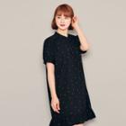 Half-placket Dotted Dress