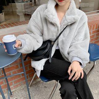 High-neck Eco-fur Jacket