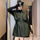 Set: Long-sleeve Knit Top + Tie-waist Vest
