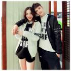 Lettering Hooded Couple Jacket