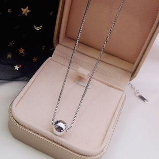 Metal Ball Pendant Necklace B01-76 - Ball - Silver - One Size