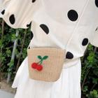 Cherry Accent Woven Bucket Bag