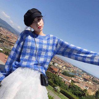Plaid Sweater Blue - One Size