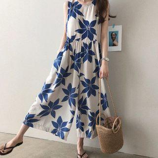 Flower Sleeveless Wide Leg Jumpsuit