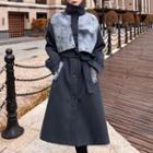 Stand Collar Two Tone Coat