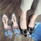 Chunky-heel Pointy-toe Buckle Sandals