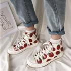 High Top Strawberry Print Lace-up Sneakers