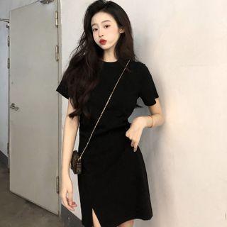 Slit Mini T-shirt Dress