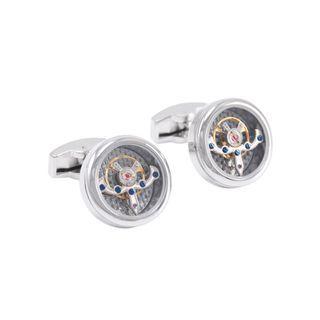Fashion High-end Balance Wheel Movement Mens Cufflinks Silver - One Size
