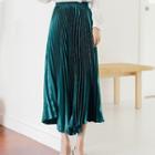 Midi Accordion Pleated Skirt Green - One Size