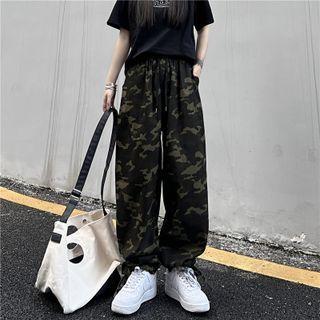 Camo High Waist Wide Leg Pants