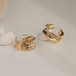 Irregular Alloy Open Hoop Earring 1 Pair - Silver Stud - As Shown In Figure - One Size