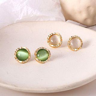 925 Sterling Silver Cat Eye Stone Earring