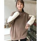 Two-tone Mock Neck Pullover
