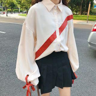 Contrast-trim Shirt Almond - One Size