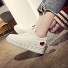 Heart Sequined Platform Lace-up Sneakers