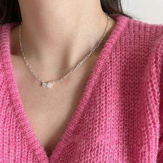 Geometric Rhinestone Pendant Alloy Choker Silver - One Size