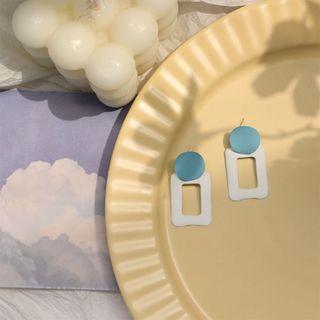 Geometric Earring 1 Pair - Light Blue & White - One Size