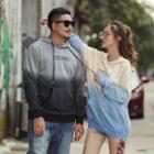 Plus Size Couple Matching Letter Print Gradient Hoodie