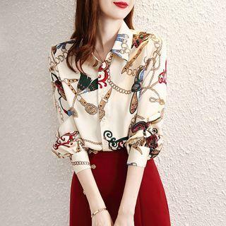 Graphic Print Chiffon Shirt