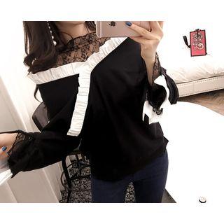 V-neck Frilled-detail Sweatshirt