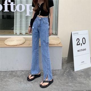High-waist Split Wide-leg Jeans