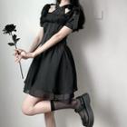 Bell-sleeve Sheer Midi Dress / Short-sleeve Crop Top / Halter Mini Dress / Set