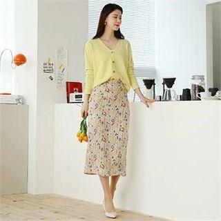 Tall Size Floral Print Midi Skirt