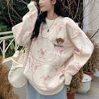Round-neck Bear Embroidered Sweater