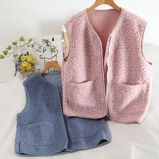 Plain Faux-shearling Jacket