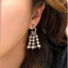 Bead Alloy Fringed Earring Type A - 1 Pair - Silver - One Size