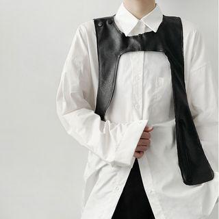 Asymmetric Faux-leather Vest Black - One Size
