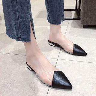 Clear Panel Low-heel Pointed Mules