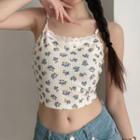 Floral Print Ribbed Camisole Top