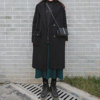 Peak Lapel Buttoned Long Coat