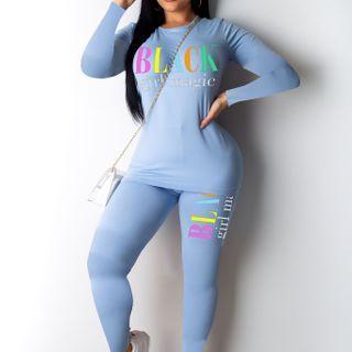 Set: Lettering Long-sleeve T-shirt + Pants