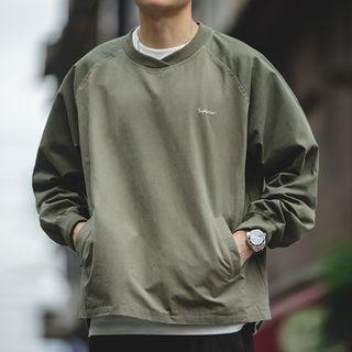 Raglan Long-sleeve Embroidered Pullover