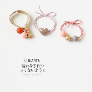 Set Of 3: Bead / Heart Hair Tie