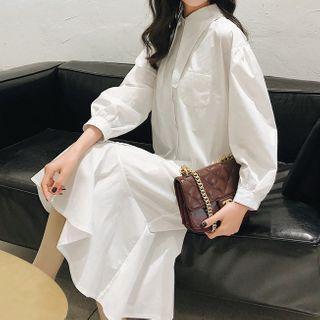 Long-sleeve Midi Shirt Dress / Long Vest