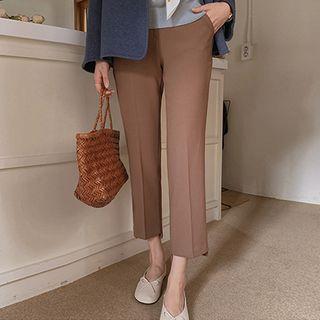 Asymmetric-hem Straight-cut Dress Pants Black - S