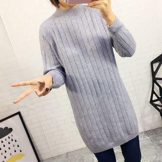 Long-sleeve Mock Neck Oversized Knit Top