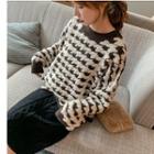 Houndstooth Sweater Khaki - One Size
