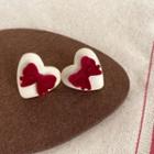 Flocking Bow Heart Earring