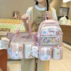 Pvc Plaid Panel Backpack / Tote Bag / Set