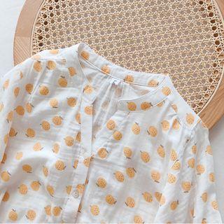 V-neck Tangerine Print Shirt Orange - One Size