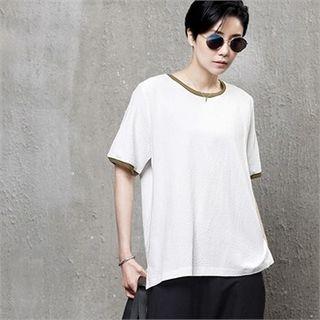 Ringer Linen Blend Knit Top