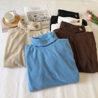 Embroidered Long-sleeve Fleece Top