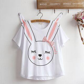 Set: Short-sleeve Rabbit Pint T-shirt + Denim Shorts